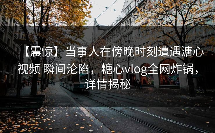 【震惊】当事人在傍晚时刻遭遇溏心视频 瞬间沦陷，糖心vlog全网炸锅，详情揭秘