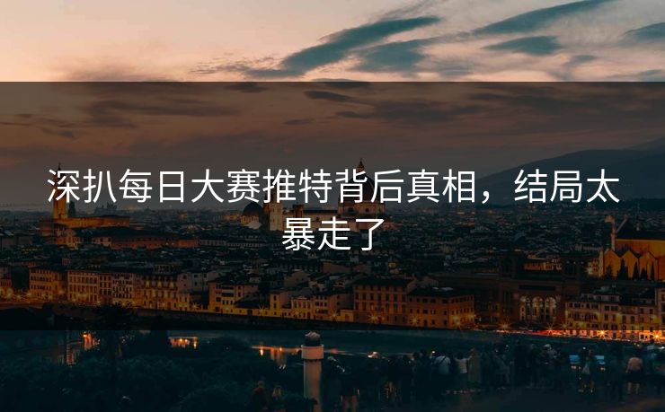 深扒每日大赛推特背后真相，结局太暴走了