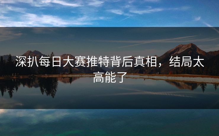 深扒每日大赛推特背后真相，结局太高能了
