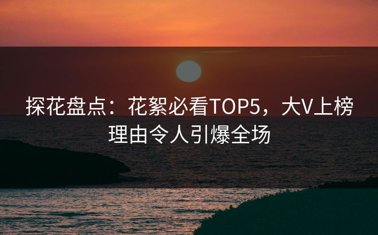 探花盘点：花絮必看TOP5，大V上榜理由令人引爆全场