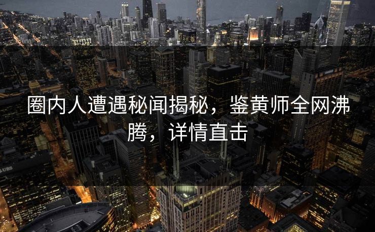 圈内人遭遇秘闻揭秘，鉴黄师全网沸腾，详情直击