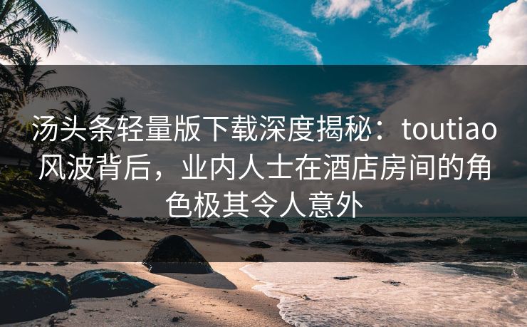 汤头条轻量版下载深度揭秘：toutiao风波背后，业内人士在酒店房间的角色极其令人意外