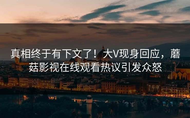 真相终于有下文了！大V现身回应，蘑菇影视在线观看热议引发众怒